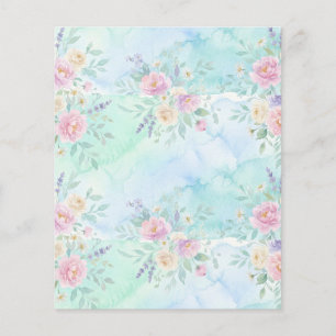 Regenbogen-Blumen-Pastell-Wasserfarbe Blau-Grün-Hi Flyer