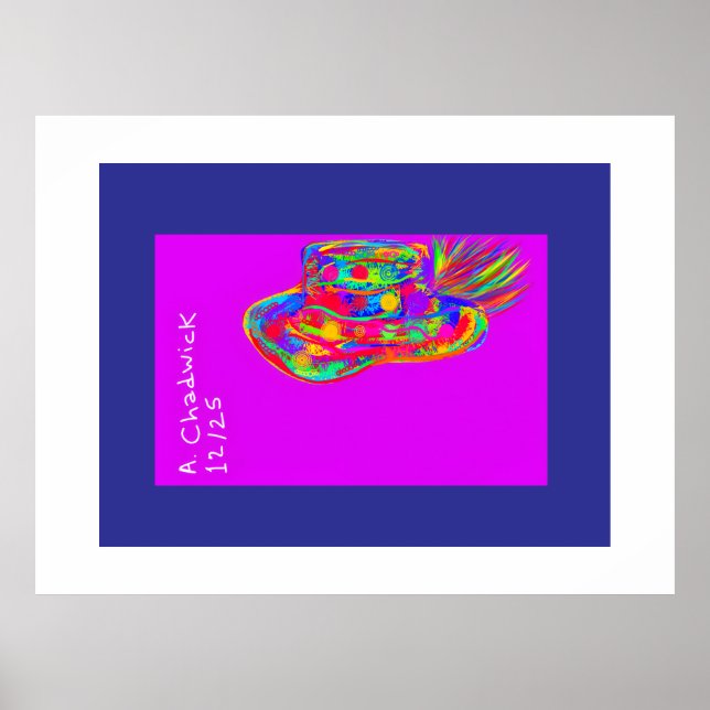 Regenbogen-Blumen-Pelz-Federhut Poster (Vorne)