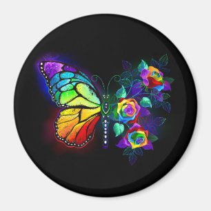 Regenbogen-Blumen-Schmetterling Magnet