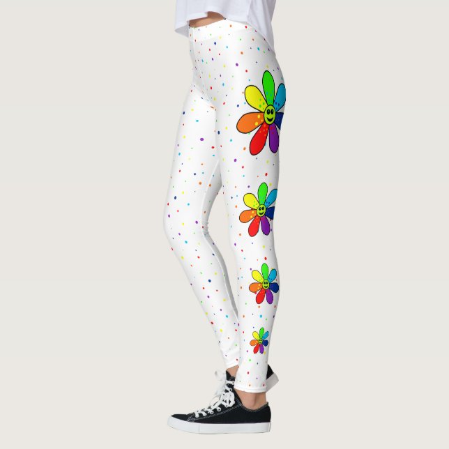 Regenbogen-Blumen-Seiten-Leggings Leggings (Links)