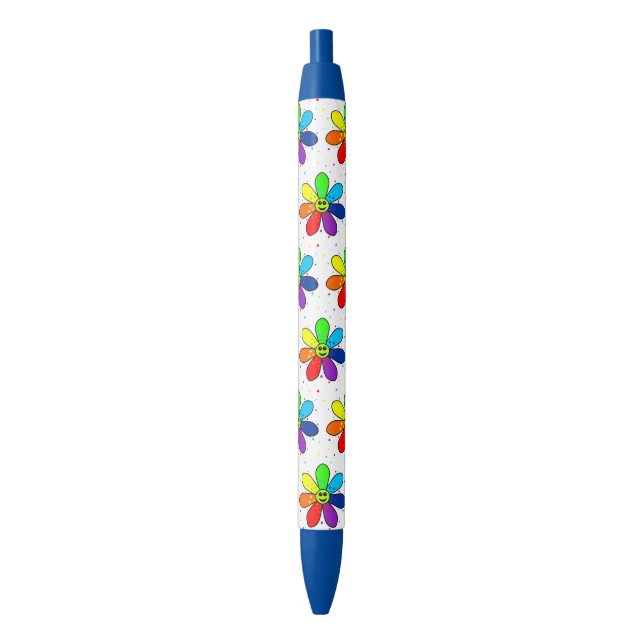 Regenbogen-Blumen-Stift Kugelschreiber (Vorderseite Vertikal)