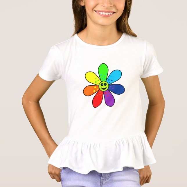 Regenbogen-Blumen-T - Shirt (Kind) (Vorderseite)