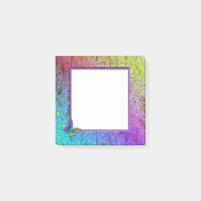 [Regenbogen-Blumenfeld] abstraktes w/Butterfly Post-it Klebezettel (Vorderseite)