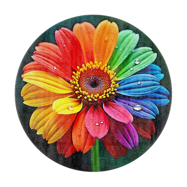 Regenbogen-Blumenkunst Schneidebrett (Vorderseite)