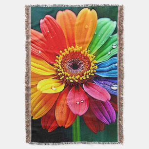 Regenbogen-Blüten-Kunst Decke