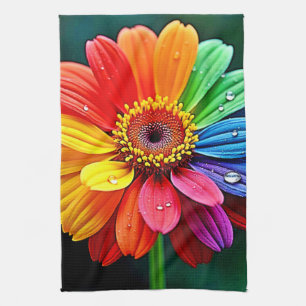 Regenbogen-Blüten-Kunst Geschirrtuch