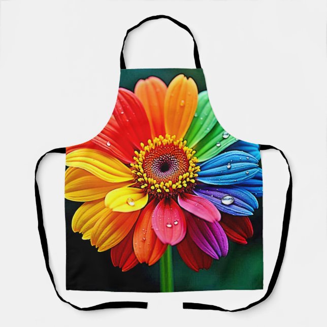 Regenbogen-Blüten-Kunst Schürze (Vorderseite)