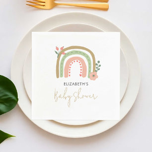 Regenbogen Boho Baby Shower gedämpfte Farben Erde Serviette