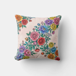 Regenbogen-Boho-Blumen-Kissen-Druck Kissen