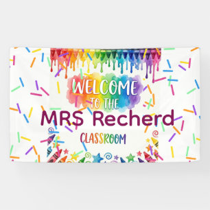 Regenbogen-Boho-Lehrer-Willkommensschild für die K Banner