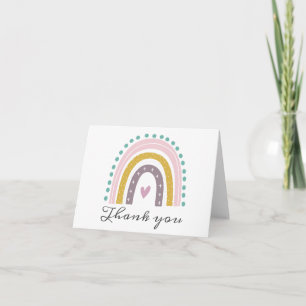 Regenbogen, Boho, Rosa, Türkis, Herzen, Lila Gold Dankeskarte
