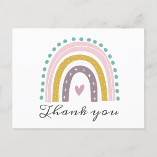 Regenbogen, Boho, Rosa, Türkis, Herzen, Lila Gold  Postkarte