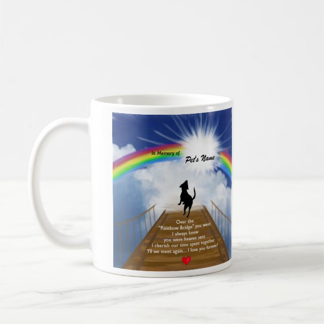 Regenbogen-Brücken-Erinnerungsgedicht für Hunde Kaffeetasse (Links)