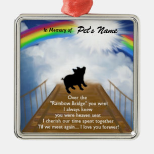 Regenbogen-Brücken-Erinnerungsgedicht für Schweine Silbernes Ornament