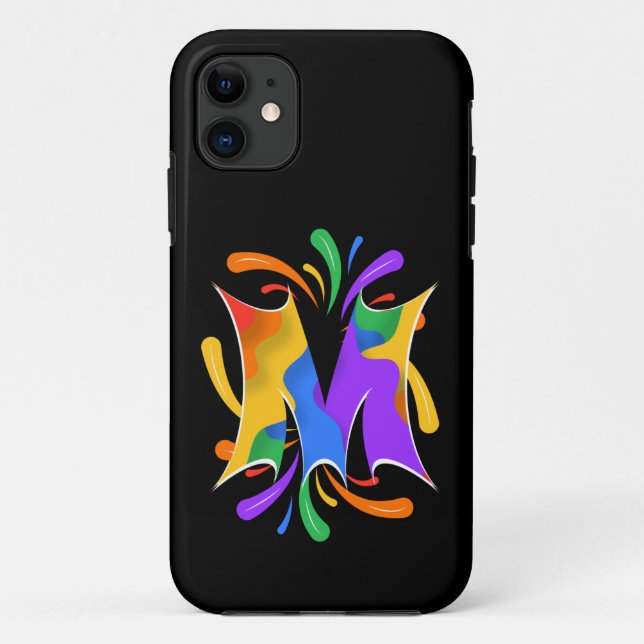 Regenbogen-Buchstabe M Monogramm Abstract Case-Mate iPhone Hülle (Rückseite)