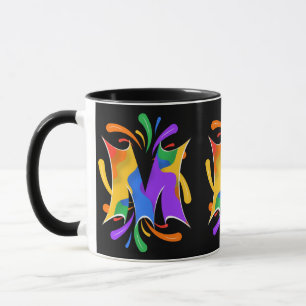 Regenbogen-Buchstabe M Monogramm Abstract Tasse