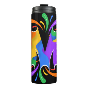 Regenbogen-Buchstabe M Monogramm Abstract Thermosbecher