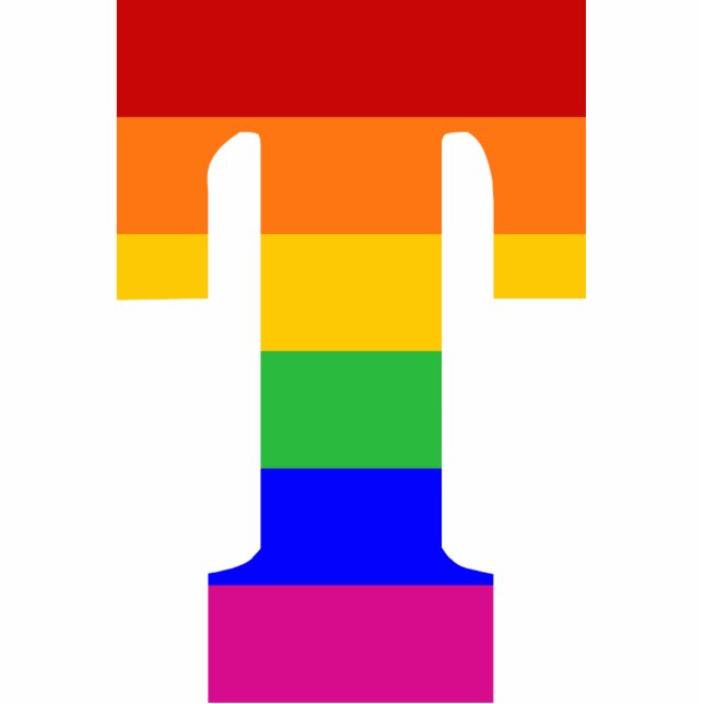 Regenbogen-Buchstabe T Fotoskulptur Ornament (Vorne)
