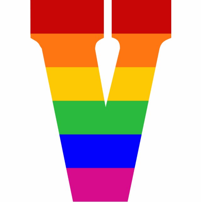 Regenbogen-Buchstabe V Fotoskulptur Ornament (Vorne)