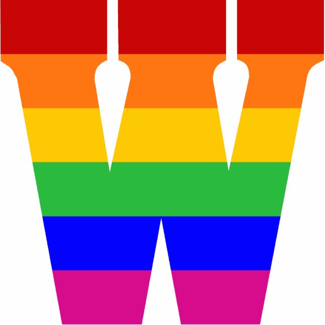 Regenbogen-Buchstabe W Fotoskulptur Ornament (Vorne)