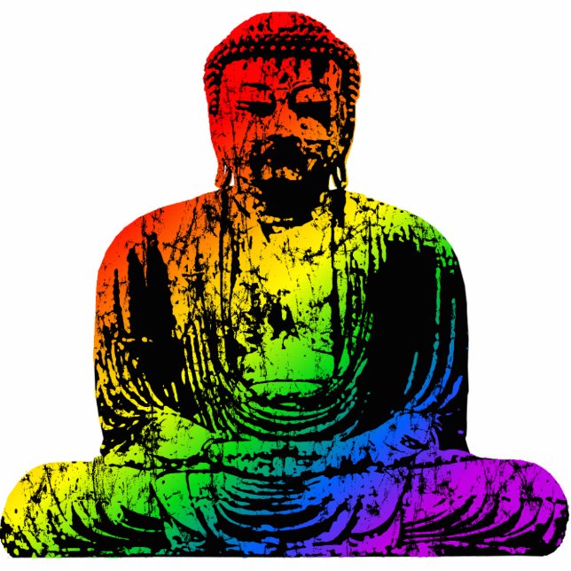 Regenbogen-Buddha-Statue Fotoskulptur Ornament (Vorne)