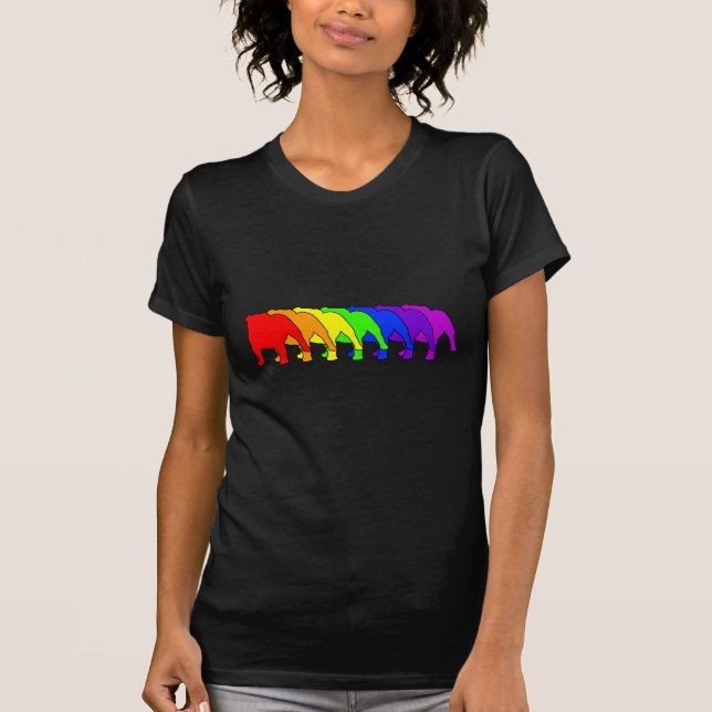 Regenbogen-Bulldogge T-Shirt (Vorderseite)