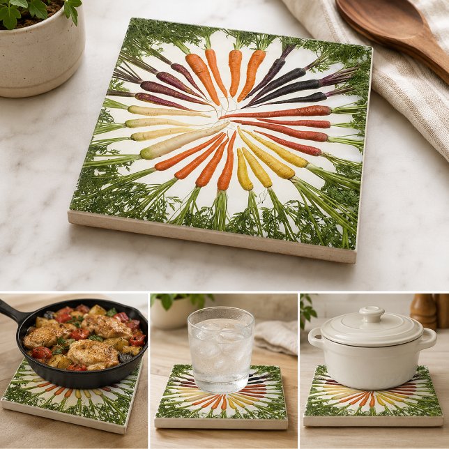 Regenbogen Bunte Karotten Kachel (Rainbow Multicolored Carrots Tile)