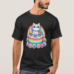 Regenbogen Bunter Party Kätzchen Liebhaber Geburts T-Shirt