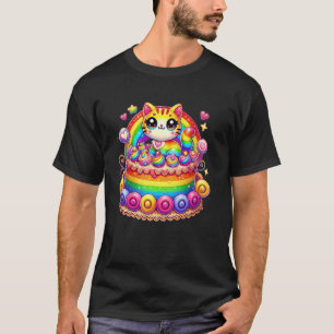 Regenbogen Bunter Party Kätzchen Liebhaber Geburts T-Shirt