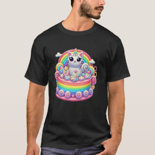 Regenbogen Bunter Party Kätzchen Liebhaber Geburts T-Shirt