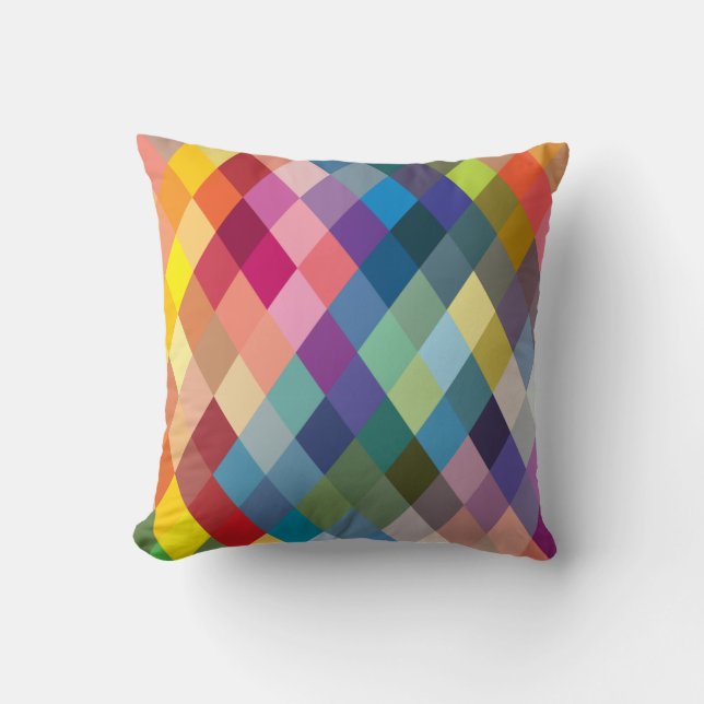 Regenbogen-buntes geometrisches Kissen (Vorderseite)