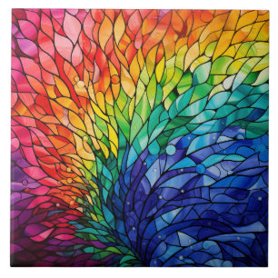 Regenbogen-Buntglas Fliese