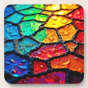 Regenbogen-Buntglas Nahaufnahme-Kunst Getränkeuntersetzer
