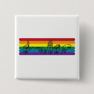 Regenbogen-Button ASL LGBTQ Button