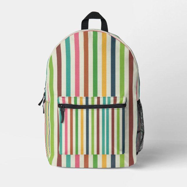 Regenbogen Button Streifen Retro-trendy farbenfroh Bedruckter Rucksack (Vorderseite)
