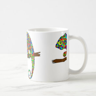 Regenbogen-Checkered Chamäleon-Tasse Tasse