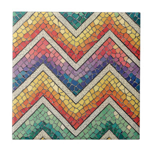 Regenbogen-Chevron-Mosaik – Farbige geometrische F Fliese