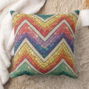 Regenbogen-Chevron-Mosaik – Farbige geometrische F Kissen