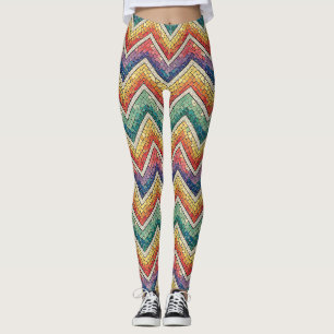 Regenbogen-Chevron-Mosaik – Farbige geometrische K Leggings