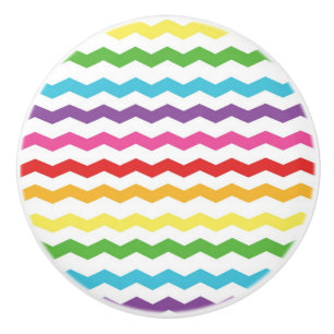 Regenbogen-Chevron-Muster Bunte Schubladen Schrank Keramikknauf