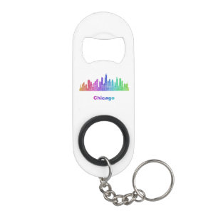 Regenbogen-Chicago-Skyline Schlüsselbund Flaschenöffner