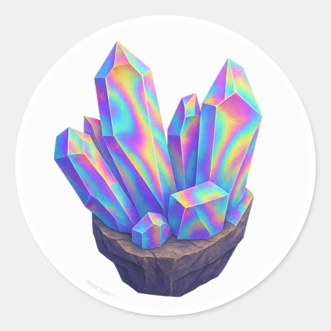 Regenbogen-Chrom-Kristall Runder Aufkleber (Vorderseite)