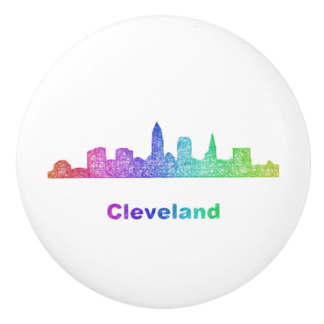 Regenbogen-Cleveland-Skyline Keramikknauf (Vorderseite)