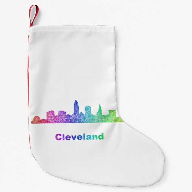 Regenbogen-Cleveland-Skyline Kleiner Weihnachtsstrumpf (Vorderseite)
