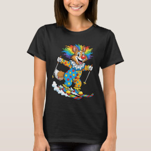 Regenbogen Clown Hund Skifahren Welpe Winterkarnev T-Shirt