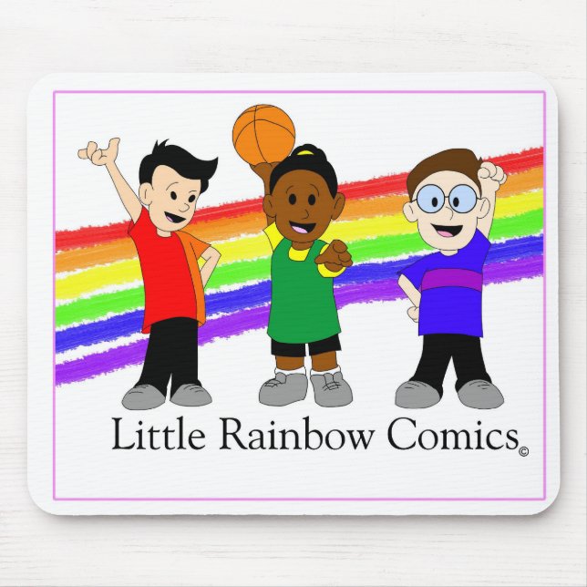 Regenbogen-Comic-Trio-Mausunterlage Mousepad (Vorne)