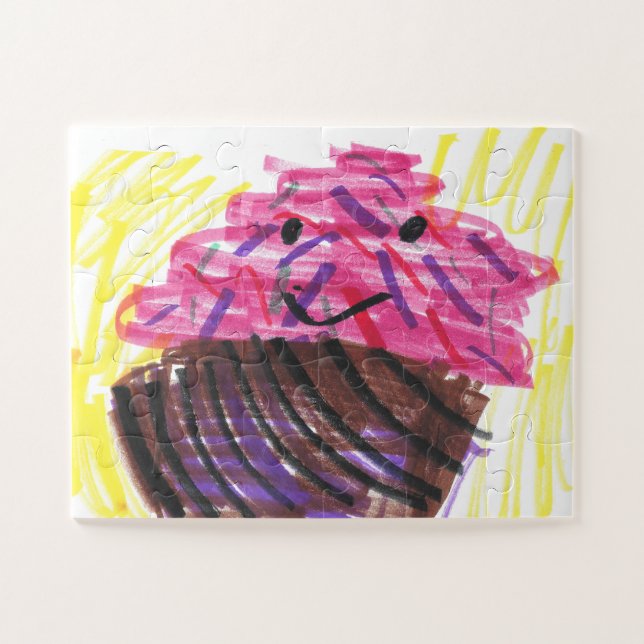 Regenbogen-Cupcake-Kind-Kunst-Magie  Puzzle (Horizontal)