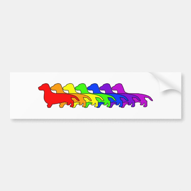 Regenbogen-Dackel Autoaufkleber (Vorne)