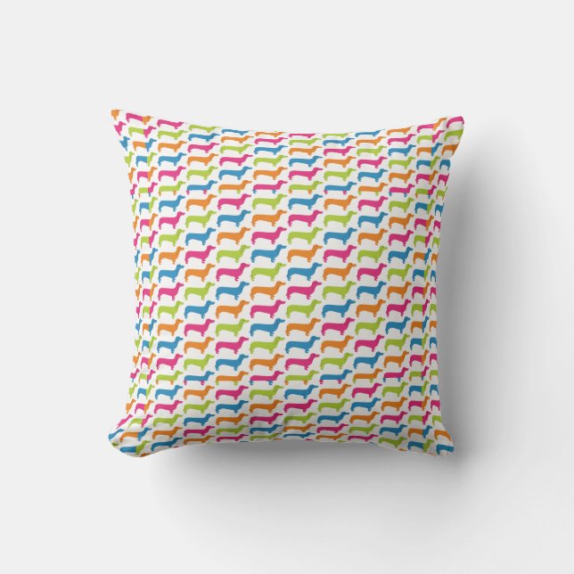 Regenbogen-Dackel-Druck Kissen (Vorderseite)