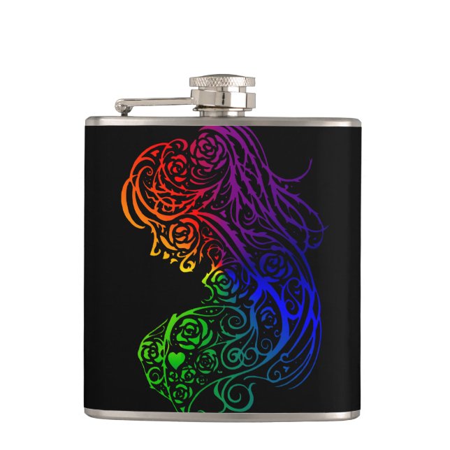 Regenbogen-Dame-Flask Flachmann (Vorderseite)